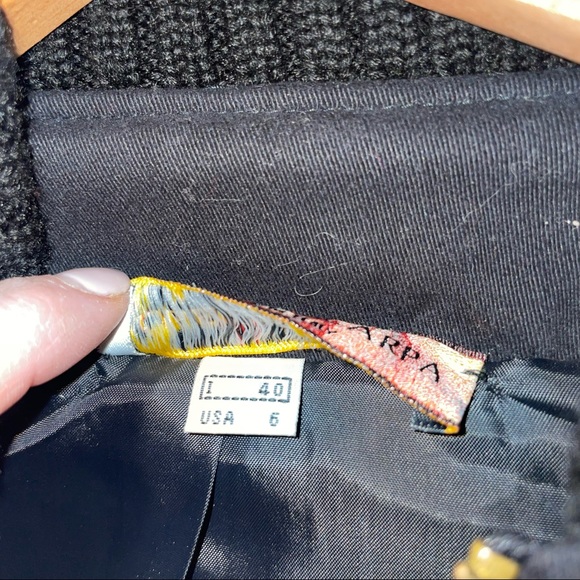 Roberta Scarpa Cotton Leather Moto Bomber Jacket Black Size 6 Italy - Picture 9 of 14